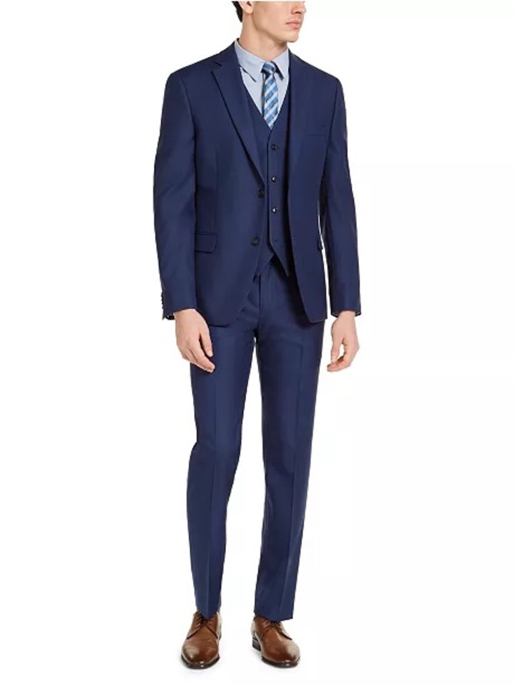 Alfani Slim Fit Navy Blue 2 Piece Suit 42R Jacket 34W 32L Pants New